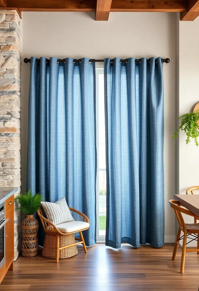 Denim ‍Blue Cafe Curtains: Half-length denim blue curtains ⁢give a‌ laid-back coastal vibe and maintain privacy without darkening your culinary ⁢workspace