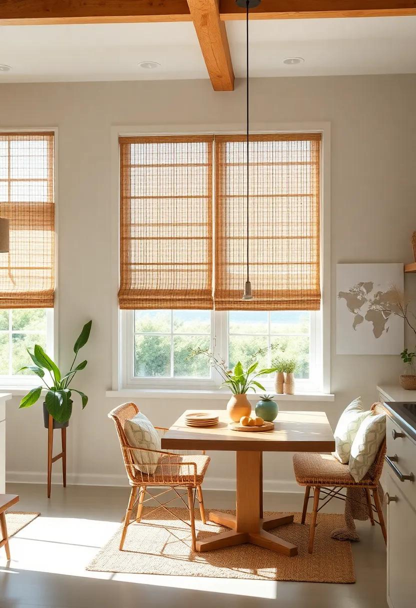 Seagrass Woven Wood Shades: Natural seagrass ⁣shades filter sunlight softly and add an earthy, textured element that complements breezy‌ seaside décor