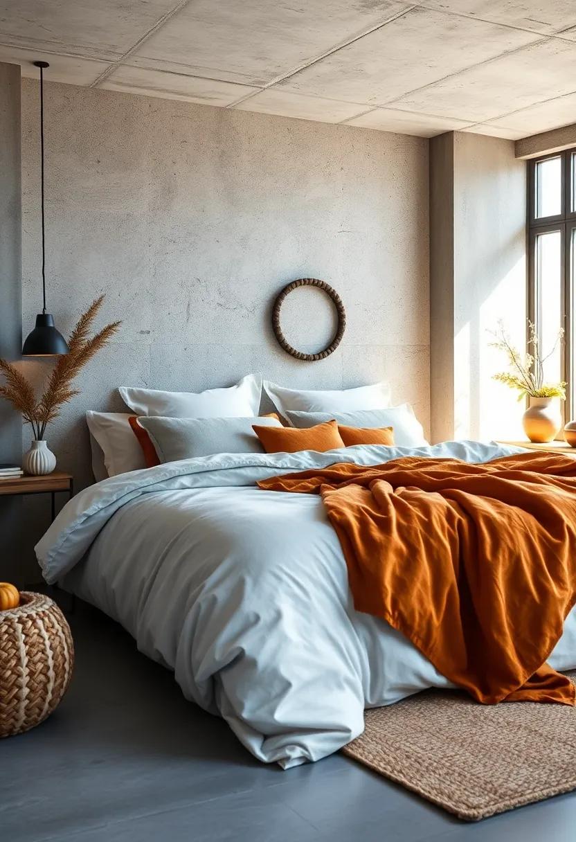 Linen duvet covers in burnt orange or mustard yellow provide a breathable yet snug option