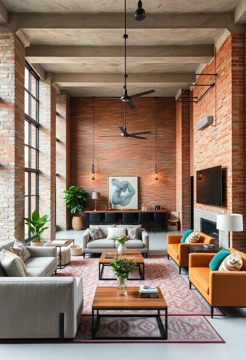 exposed brick walls meet sleek glass accents in⁢ this ​urban loft, creating a harmonious mix of rugged textures and modern elegance