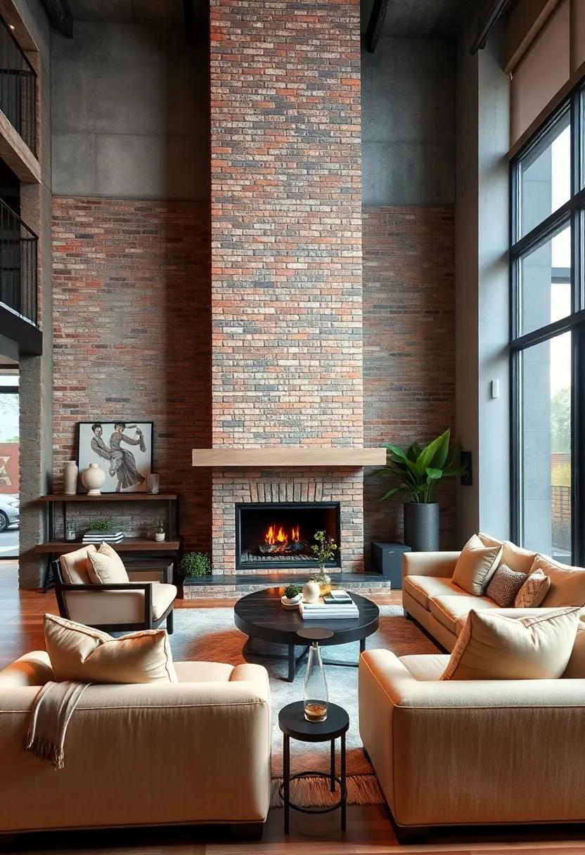 The fusion of an exposed brick fireplace with‌ sleek,minimalistic furniture‌ crafts ⁤a cozy yet streamlined living room experience