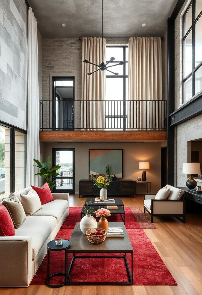 Hand-forged iron railings paired with delicate silk drapes showcase a sophisticated interplay‍ of toughness and grace