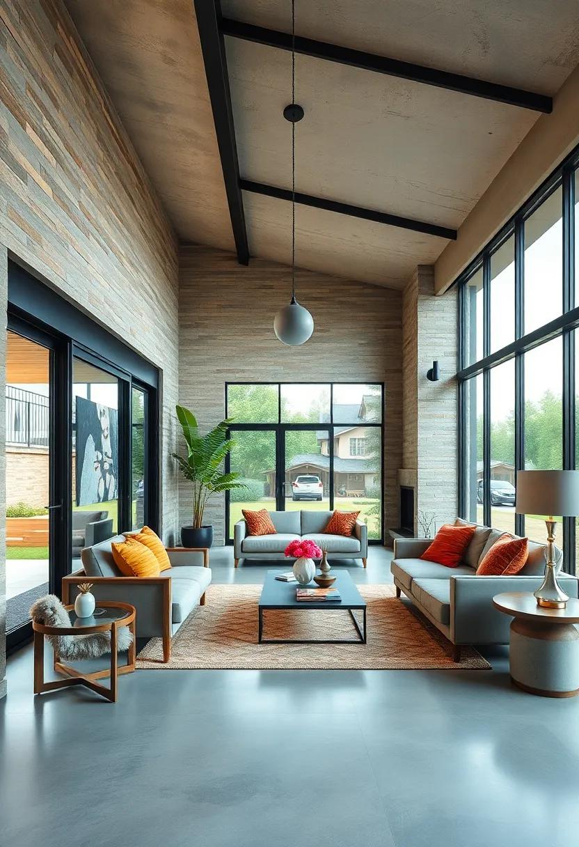 Metal-framed glass doors open up ​expansive views, merging the ‌ruggedness of industrial⁣ design with the softness of natural light