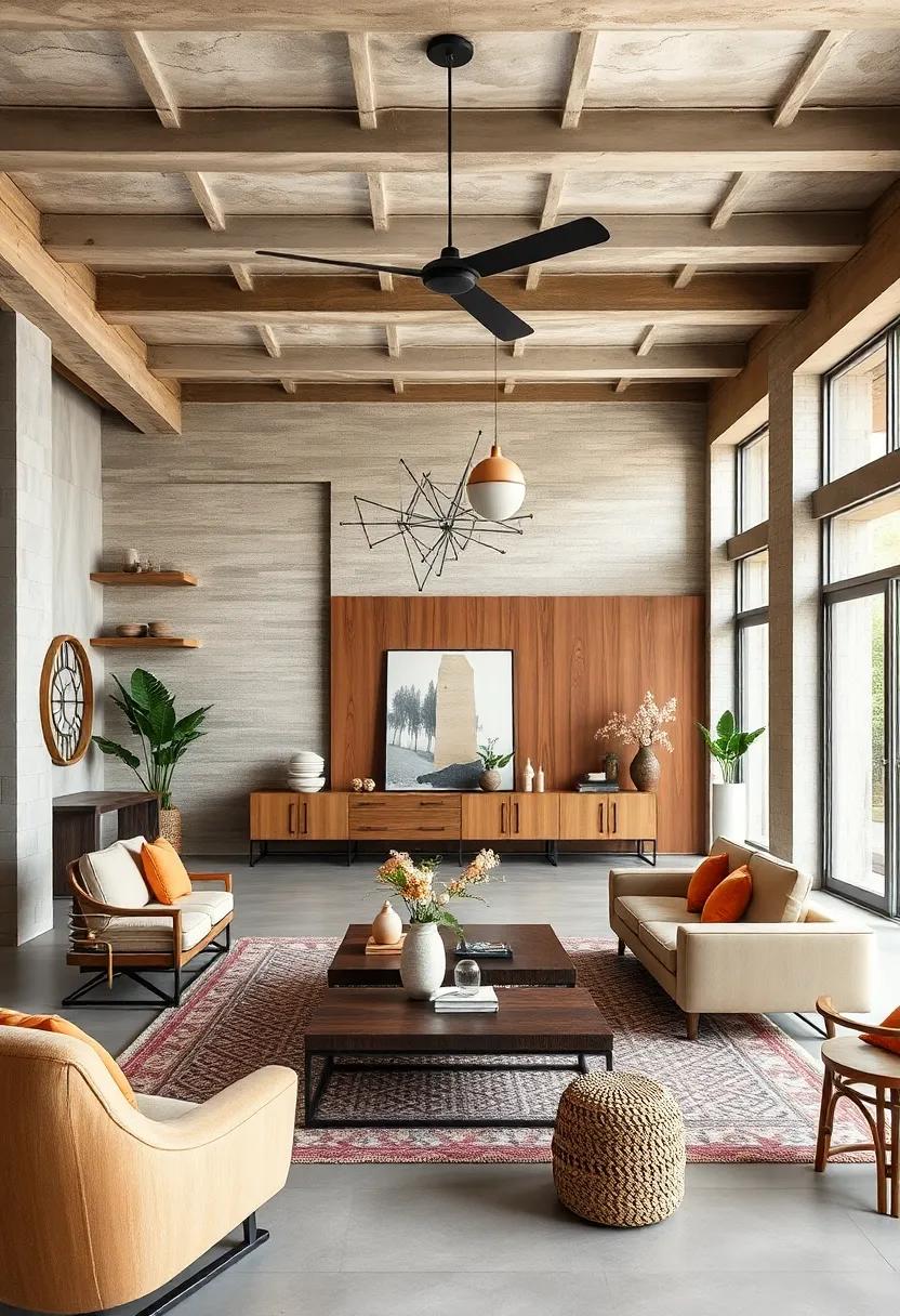 The raw ‌ambiance ⁢of‍ an unfinished ceiling is counterbalanced by rich wood tones and artisanal décor ​throughout the space