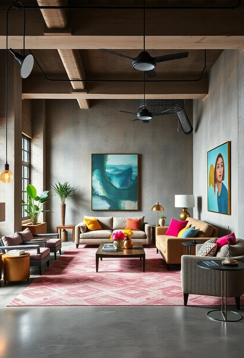 This modern ⁢loft’s blend of vintage factory lights ⁤and contemporary artwork invites a‌ dialogue⁢ between past and present design philosophies