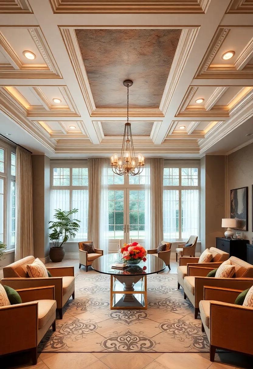 Elegant Coffered Ceilings with Intricate Molding