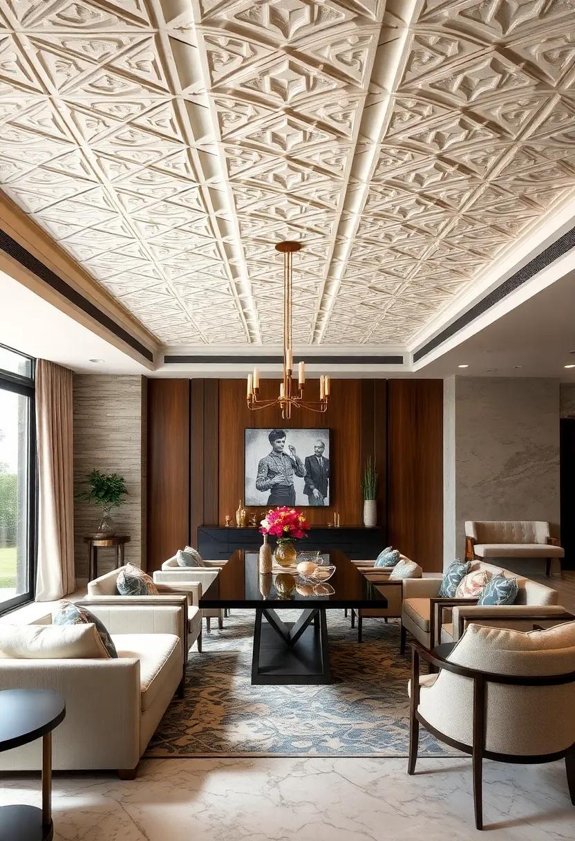 Geometric Patterned Ceiling Tiles for ‍Visual Interest