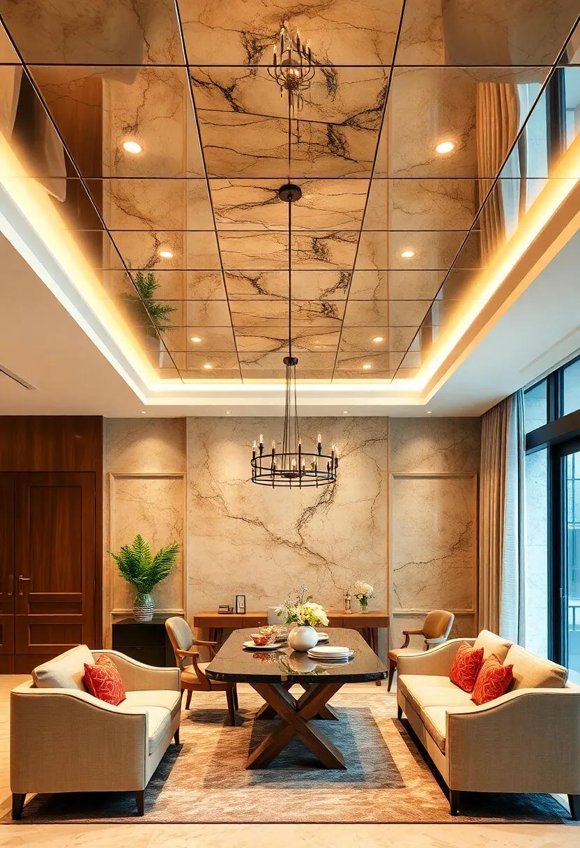 Mirrored Ceiling Panels for an Illusion of Space