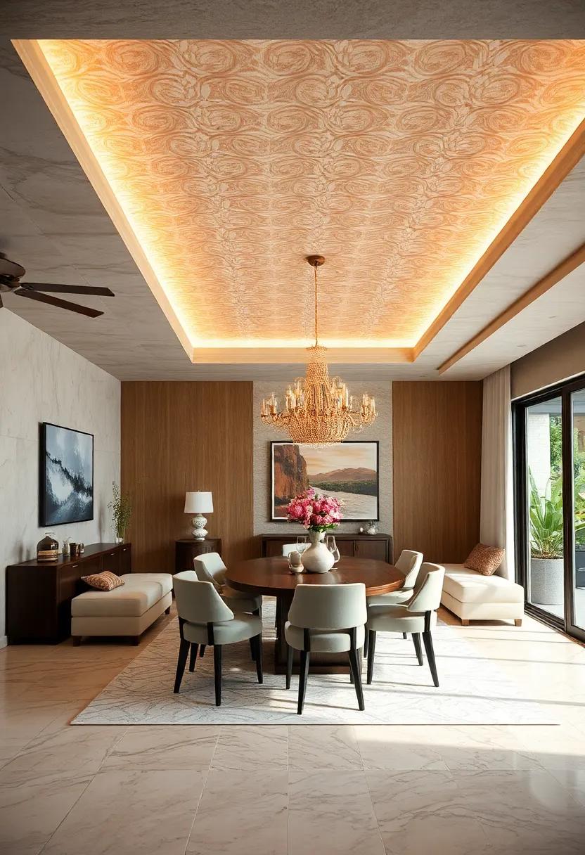 Patterned Wallpaper Applied Directly to Ceiling⁢ surface