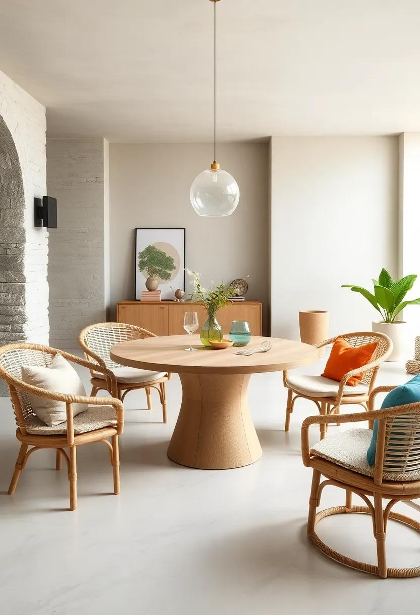 Create an Open-Air⁤ Feel⁣ Indoors using a Rattan Round Table and Natural ​Fiber Seats