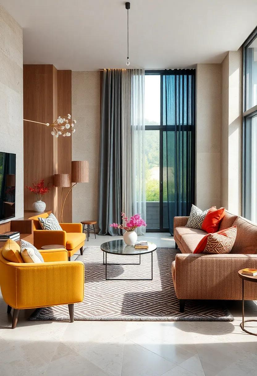 use repeated colors across different patterns to create a visual thread