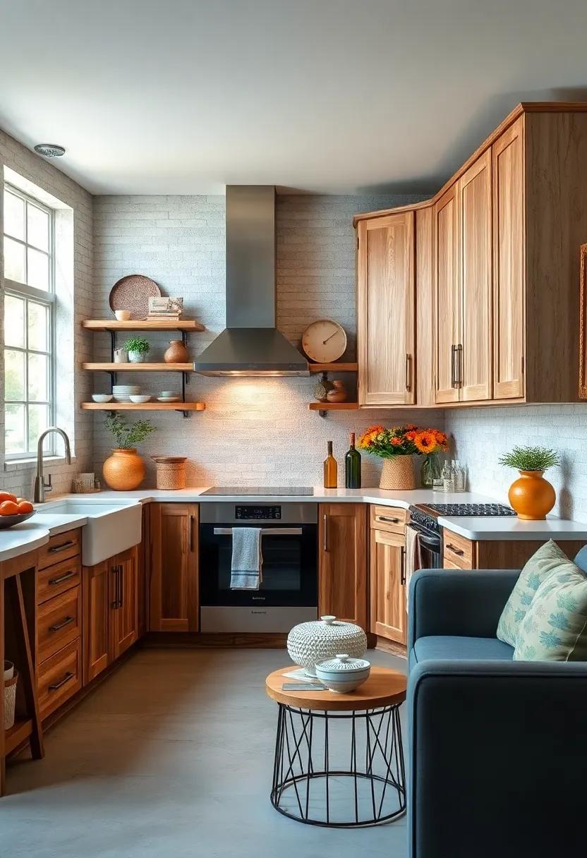 Incorporate reclaimed wood ​corner cabinets to create cozy and efficient storage spaces