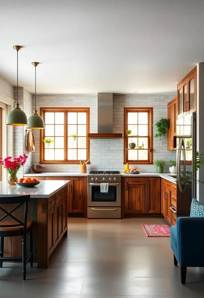 Frame kitchen⁣ windows ‌with reclaimed ⁢wood that matches‍ cabinetry for‍ cohesive charm