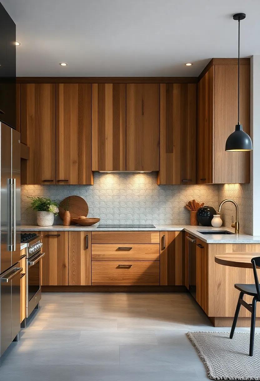 pair reclaimed wood cabinets ⁢with sleek⁣ modern hardware for a striking contrast
