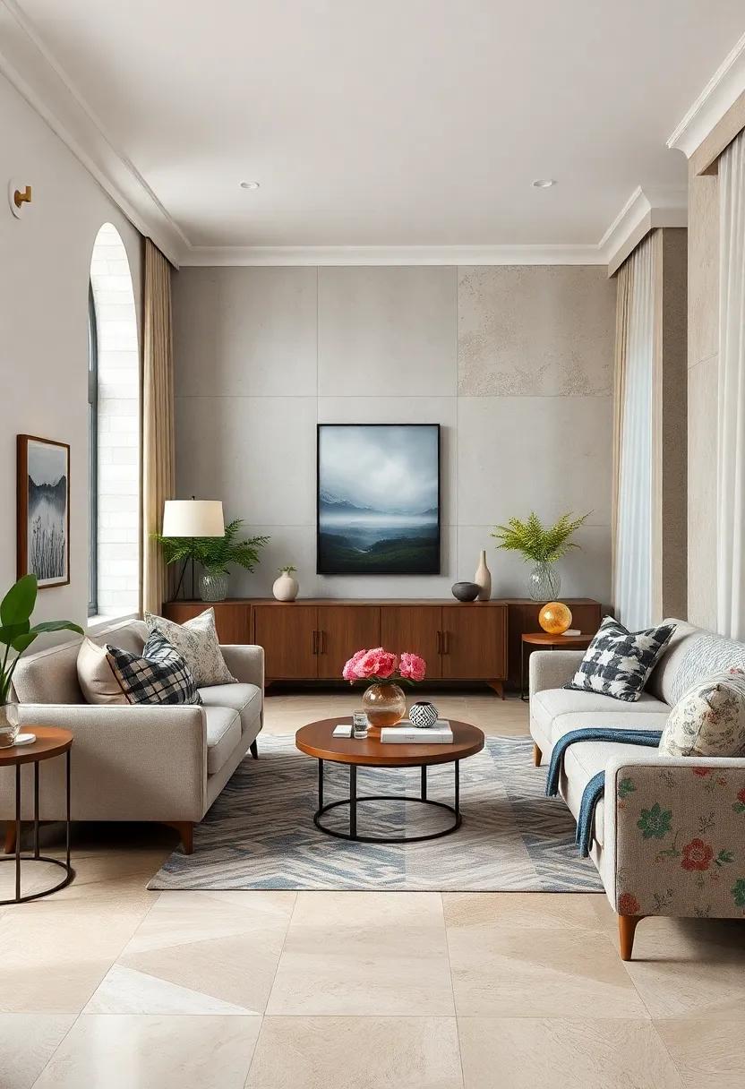 Scandinavian Meets Global: Crisp geometric prints ⁢pair seamlessly with earthy tribal motifs on sleek mid-century furniture