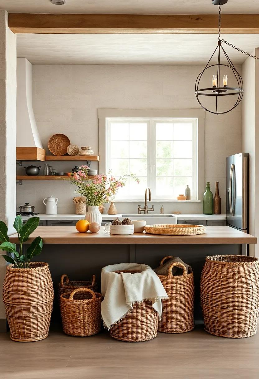 Display woven baskets for both practical storage and natural⁢ decorative⁢ elements