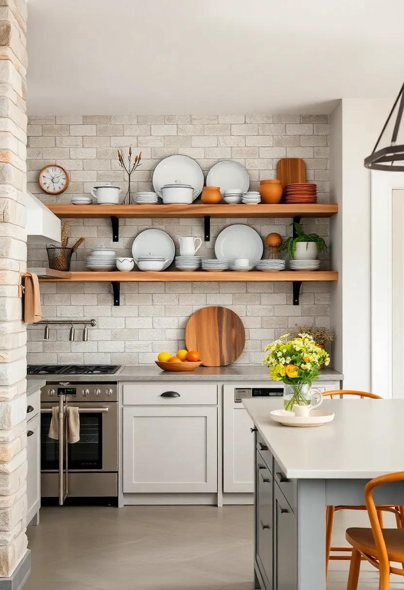 Display‌ enamelware or stoneware ​dishes on⁣ shelves for timeless charm and⁤ practical use