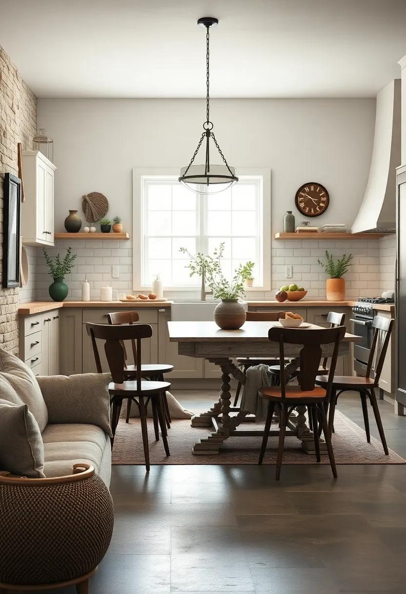 Include a ​vintage-inspired farmhouse table with distressed ⁣finishes for family gatherings