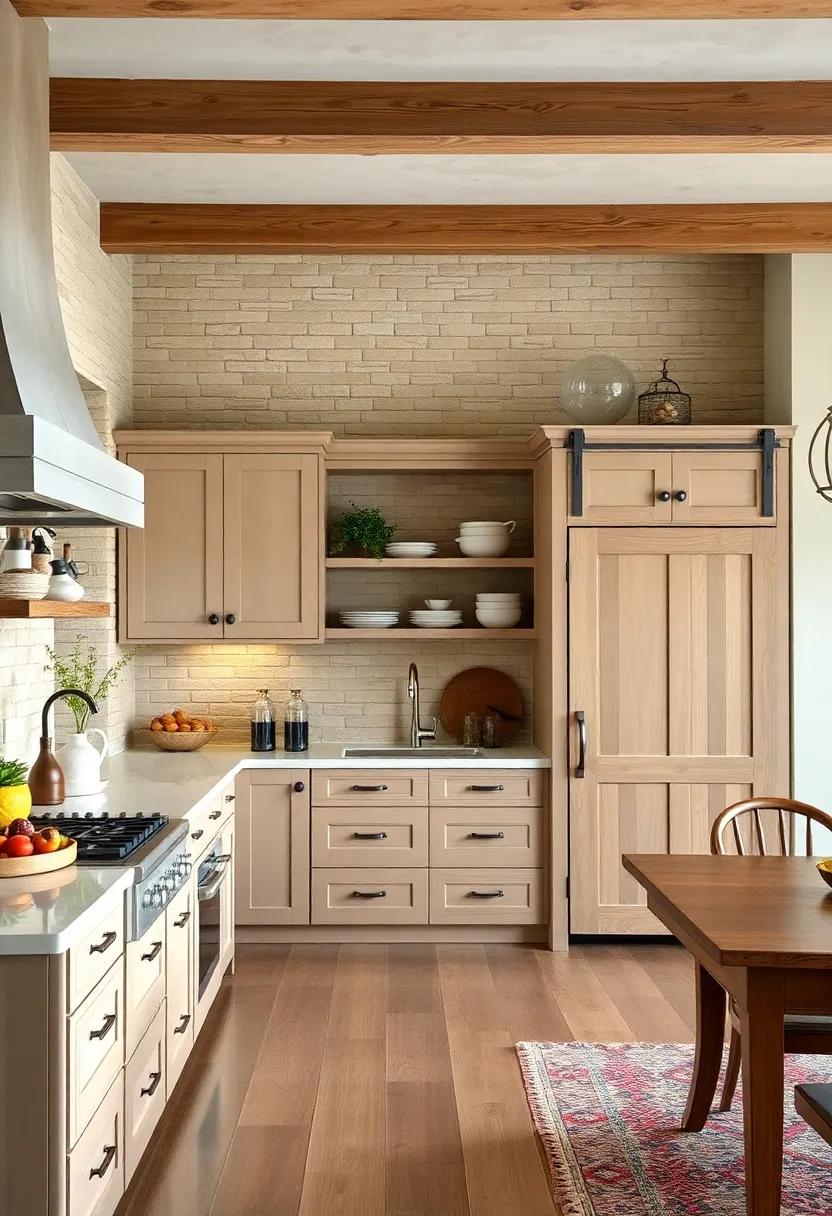 Install barn door-style cabinet fronts or sliding pantry doors for rustic appeal and unique flair