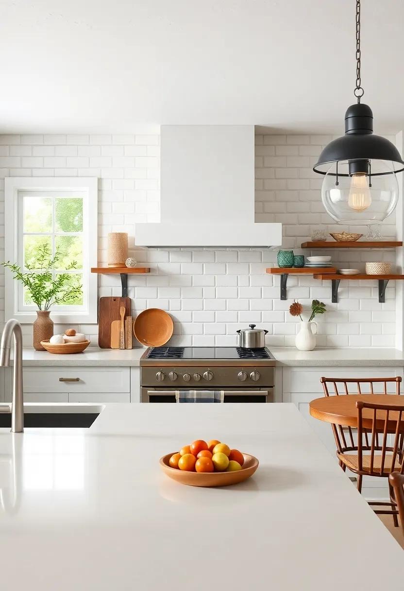 Install‌ a white ⁢subway tile backsplash for ​a clean yet classic farmhouse kitchen backdrop
