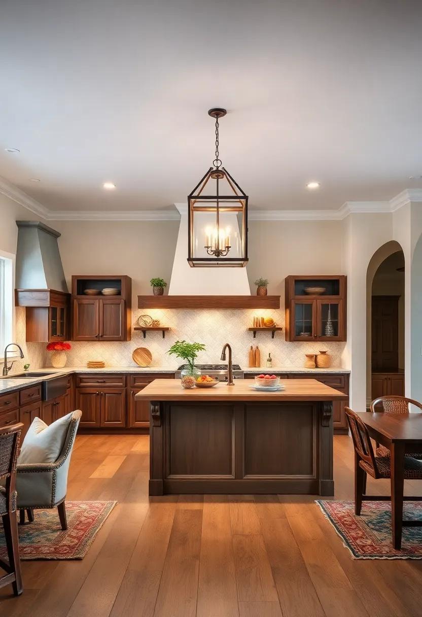 Island with Oversized Lantern Pendant Lighting for Cozy Ambiance