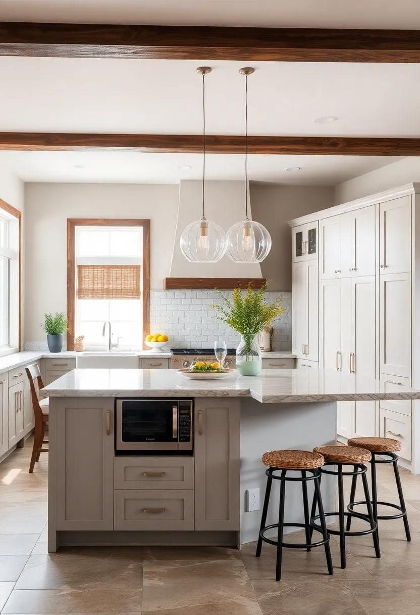 Island Featuring a Built-In Microwave and Additional Electrical Outlets