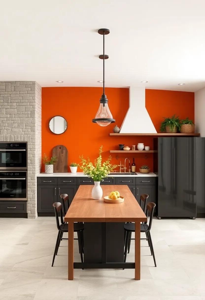 Burnt Orange Accent Wall:⁤ Make a bold statement with a⁢ burnt orange accent wall that ⁤adds ⁢energy and character to the kitchen