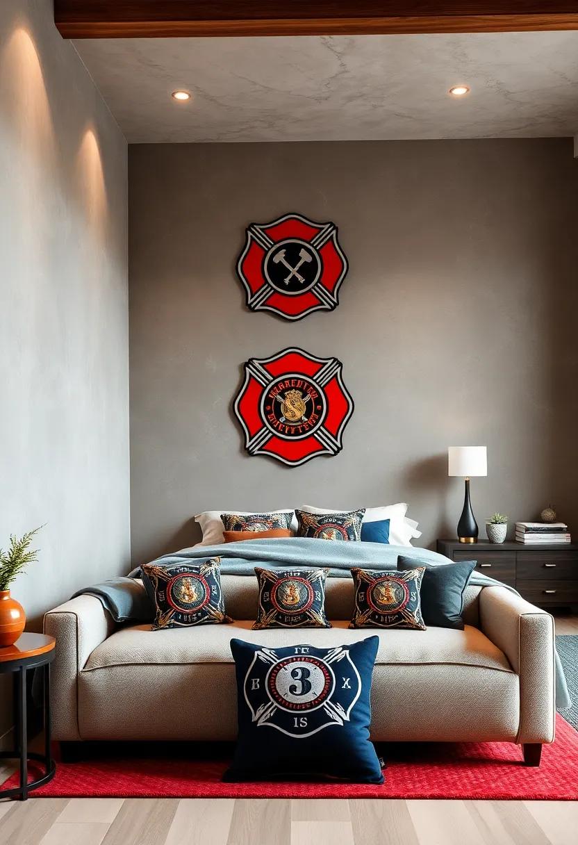 Firefighter Badge Pillow ⁤Collection for⁣ Cozy ⁣Comfort