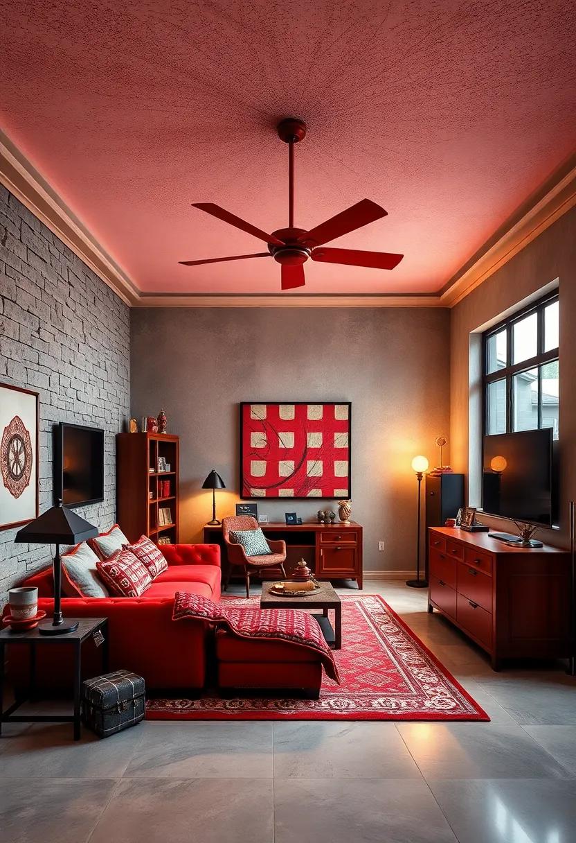 Red⁢ Steel Fan ‍coated with Matte Finish to Match ⁢Decor