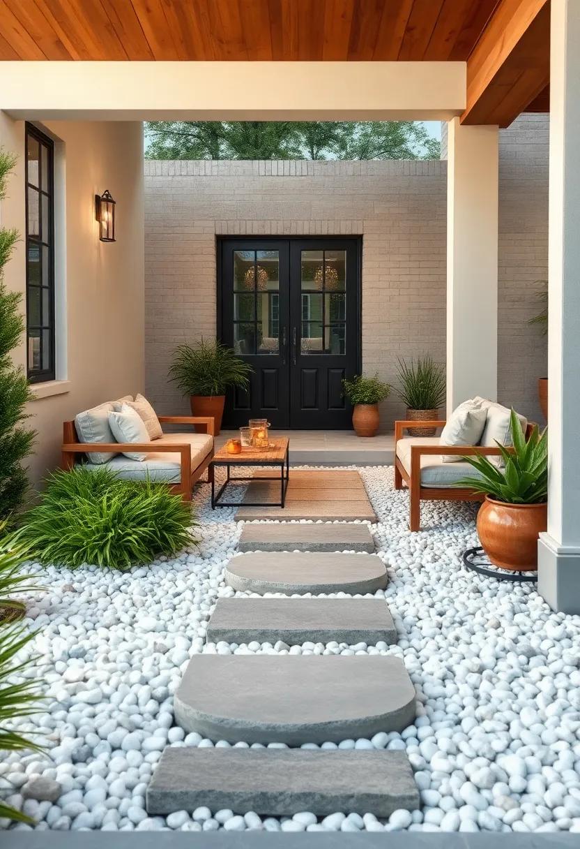 Flagstone ‌Stepping ‌stones Floating⁢ on ⁣a⁤ Bed of White ⁤Pebbles