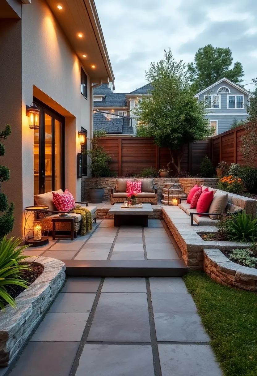 Flagstone Pathway Integrated with Decorative River Rocks