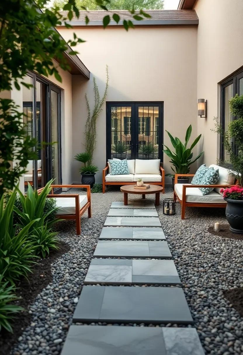 Geometric Flagstone‌ Stepping Stones Set in Gravel