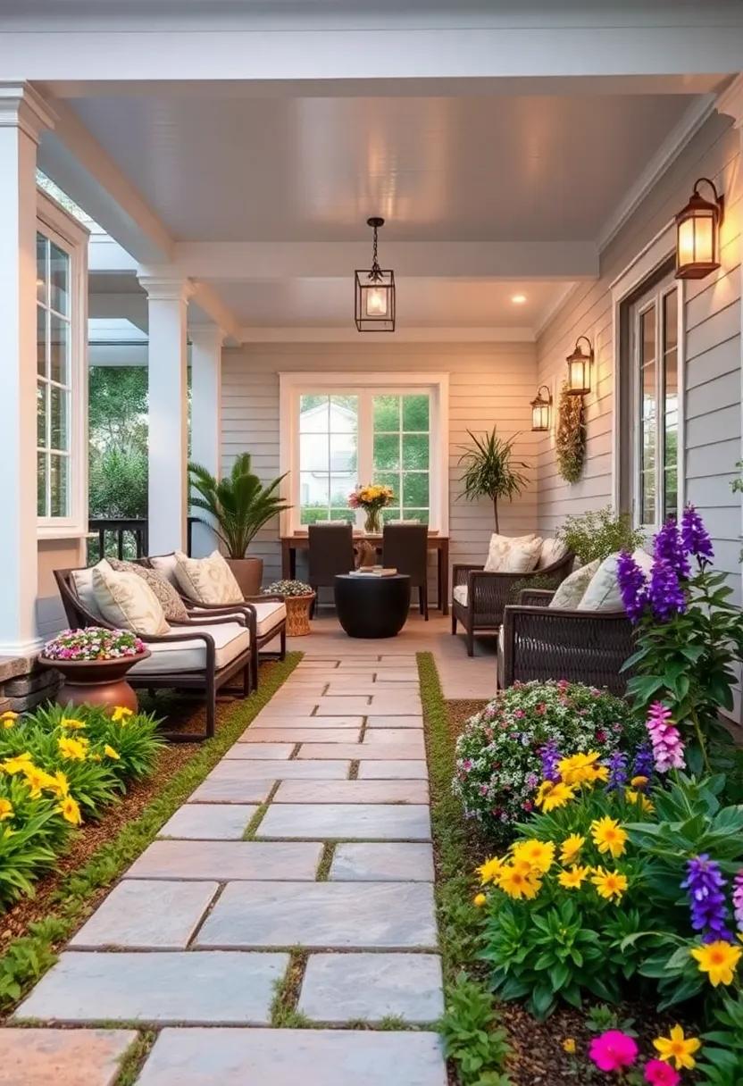 Flagstone Pathway Interspersed with Colorful ​Perennials