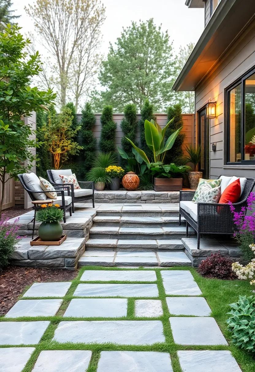flagstone Steps ‌Leading Up to a ⁤Raised Garden Bed