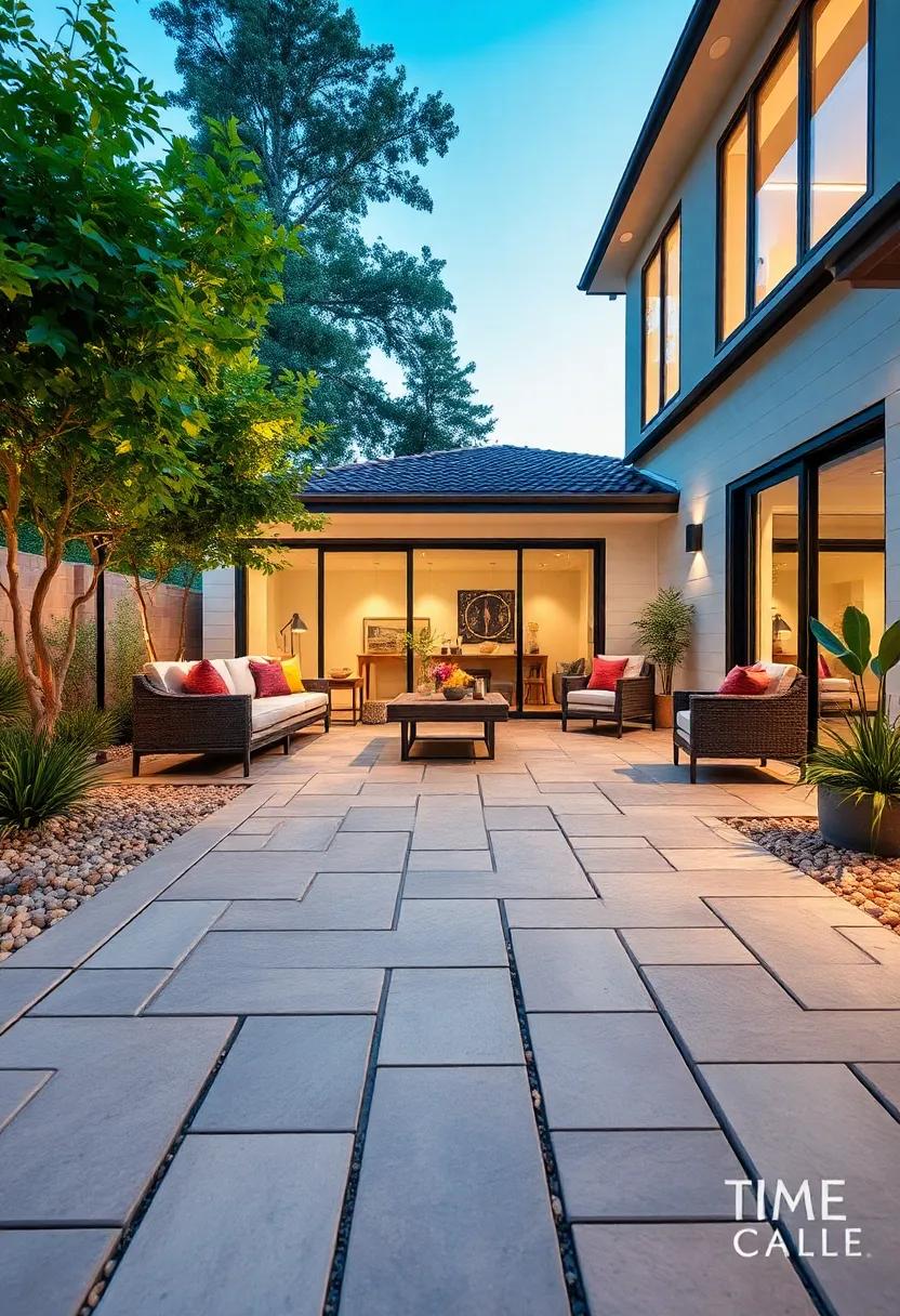 Large Format Tiles: Use oversized permeable pavers spaced with gravel or decorative stones for a bold and modern ⁣driveway statement