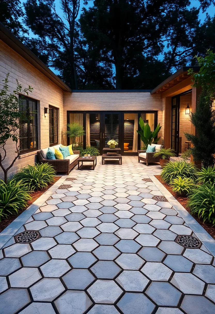 Hexagonal Honeycomb Design: Utilize ⁢hexagonal permeable pavers​ for a honeycomb effect that’s both functional and⁤ visually stunning