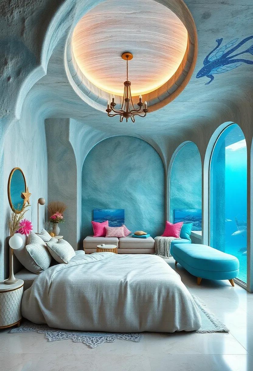 Underwater Wonderland: ocean blues and mermaid-inspired elements evoke ‌a magical sea​ escape
