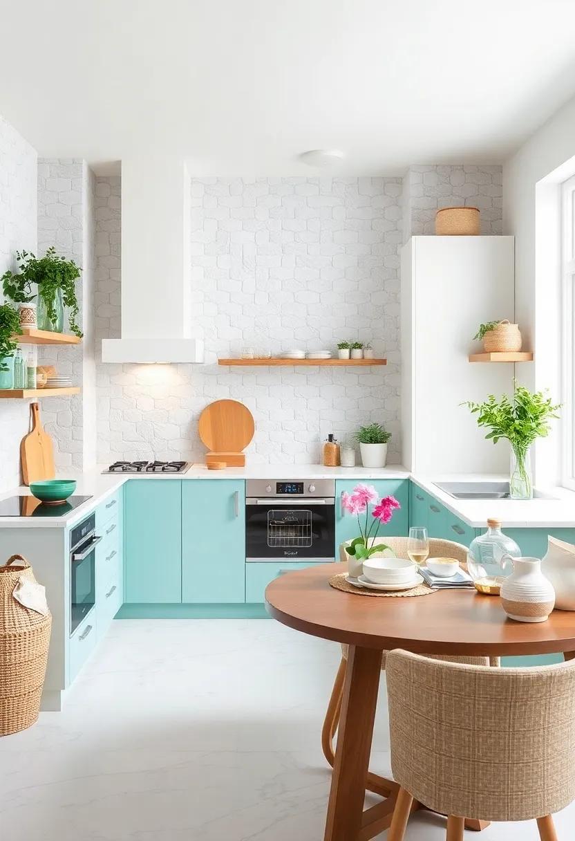 Aqua and White – The cool vibrancy⁣ of aqua coupled with clean ⁣white surfaces ‌evokes a breezy, open environment