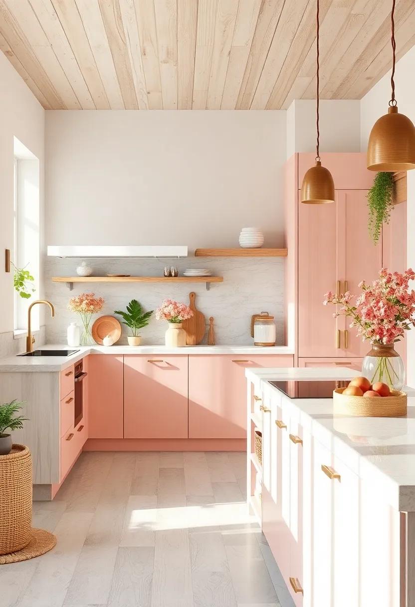 Light Coral⁣ and Whitewashed wood – A ​pop ‍of gentle ⁢coral alongside pale wood textures brightens and visually enlarges the ⁣kitchen