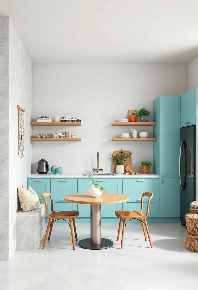 Pale Turquoise and Light Stone –‍ Metallic‌ hints and soft turquoise work together to elevate brightness ‌and ‍space