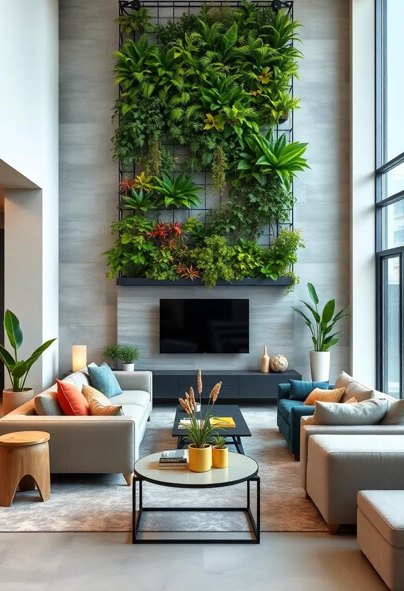 Embrace a vertical garden ⁣with a wall-mounted planter system for an eye-catching living ‌room focal point