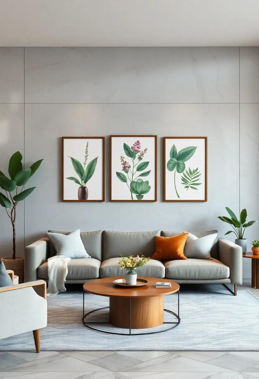 Combine botanical framed artwork⁣ with real plants to blur the line between art and nature