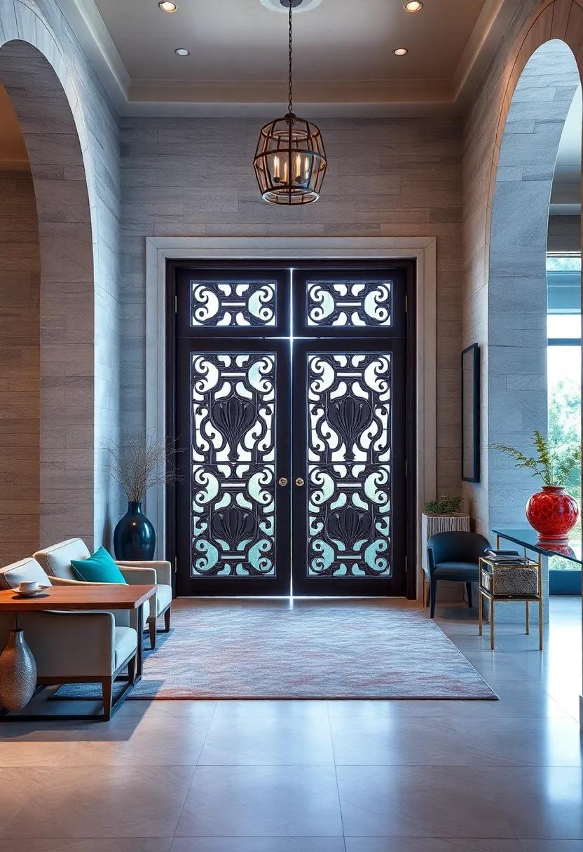 Double Doors with Hand-Carved Details