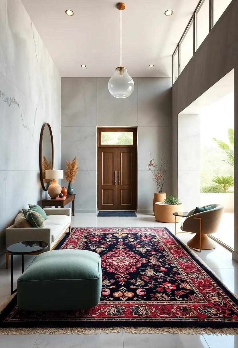 Plush⁣ Persian Rug Anchoring a ‌Minimalist Space