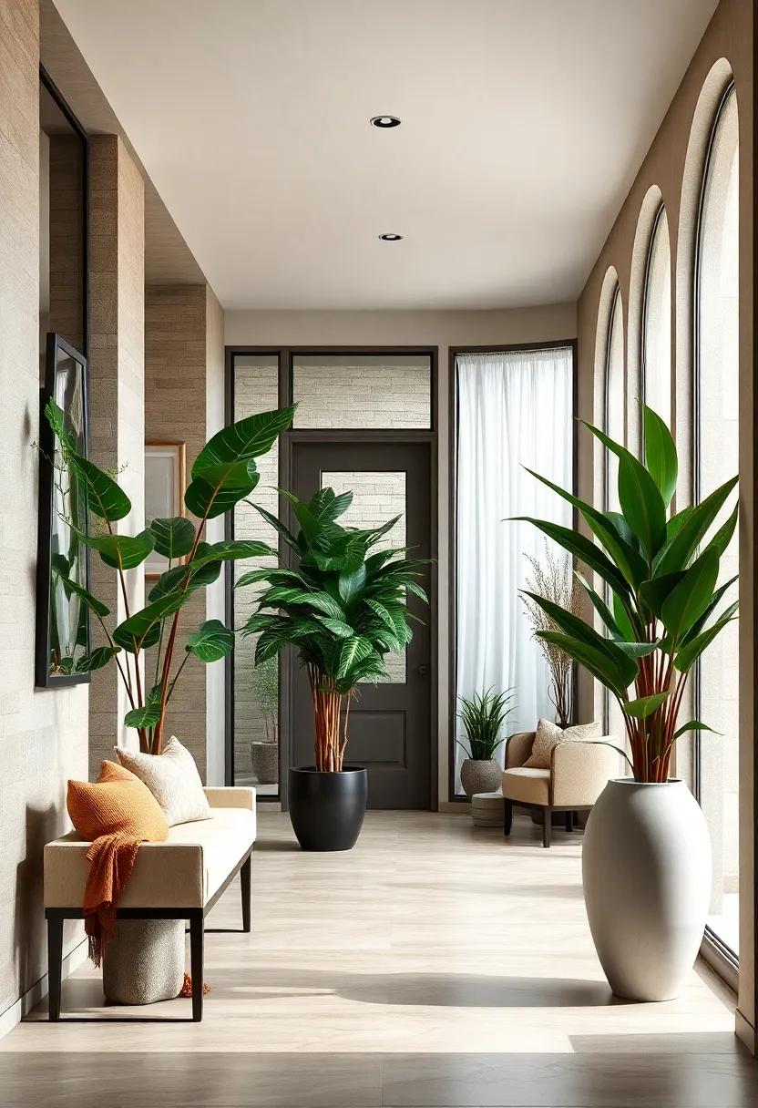 Tall Indoor Plants in Elegant Ceramic Planters