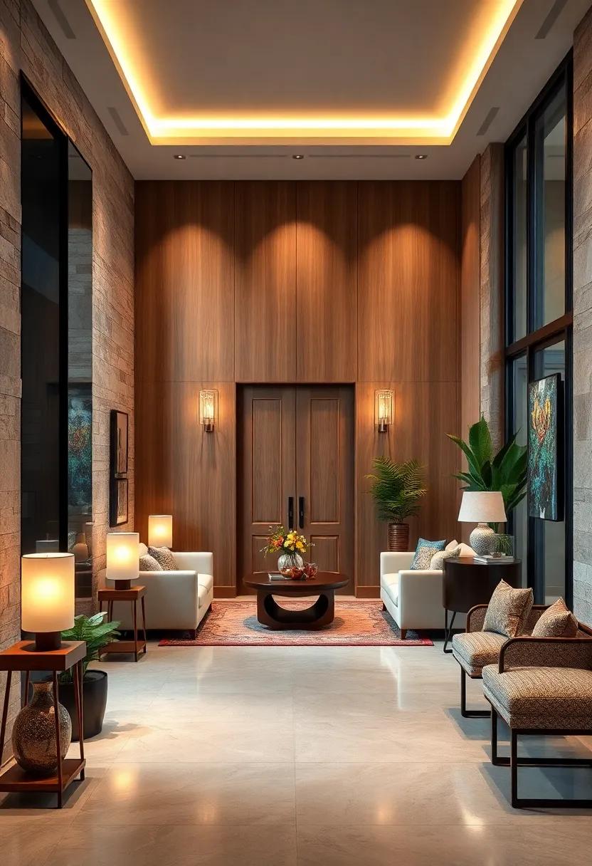 Warm Wooden paneling paired with Soft Ambient Lighting