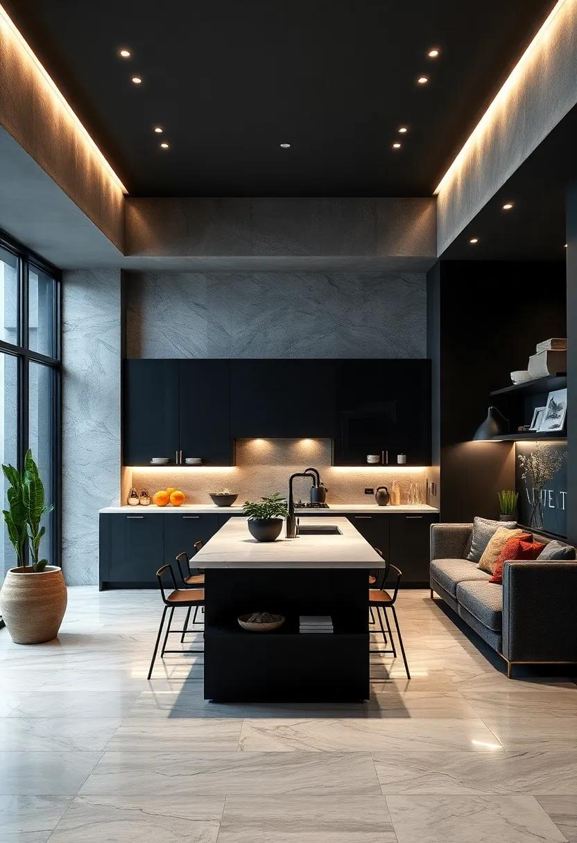 Ambient ‍Black LED lighting Highlighting Architectural Features