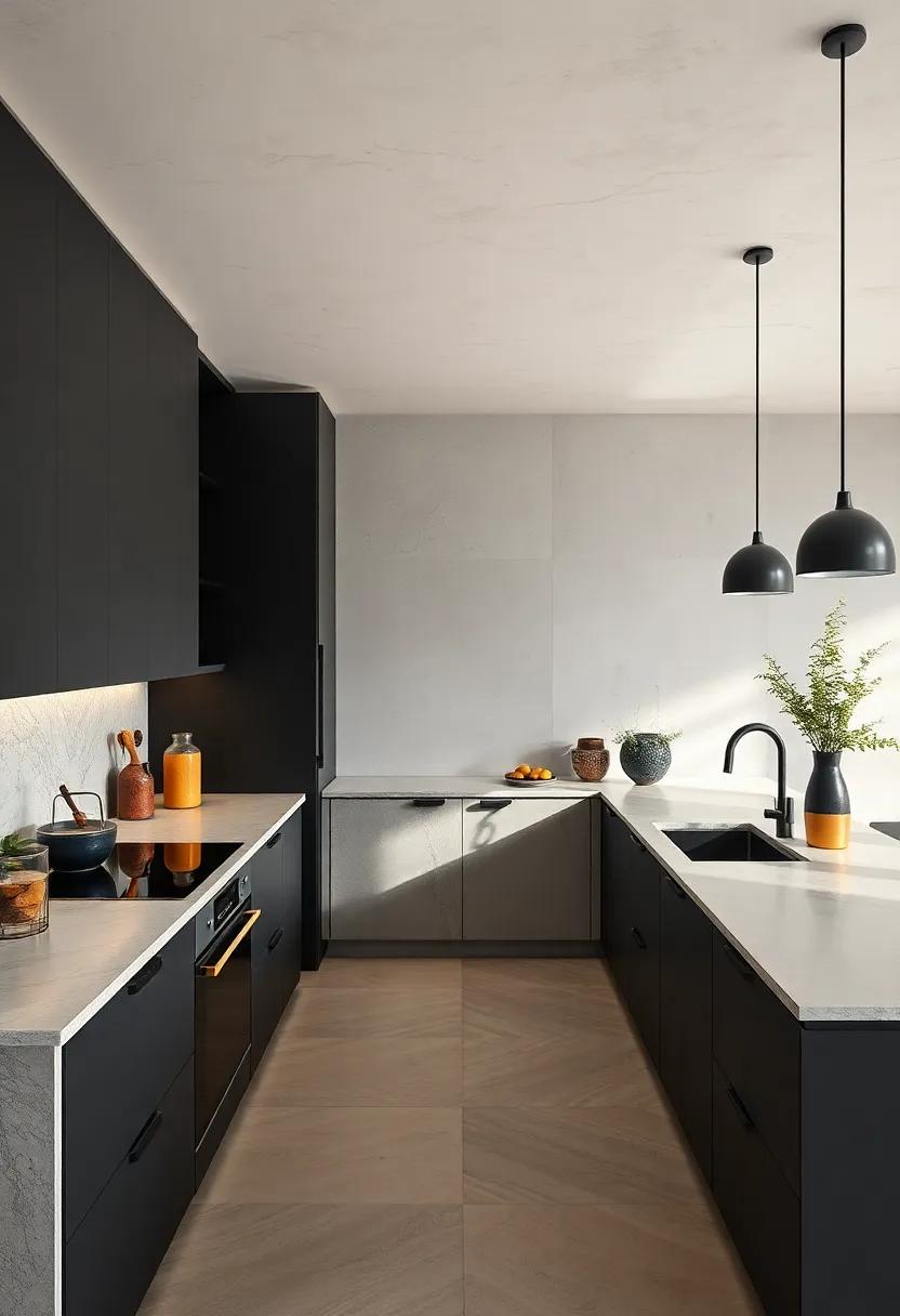 Integrated Black Appliances Blending Seamlessly into‍ cabinetry