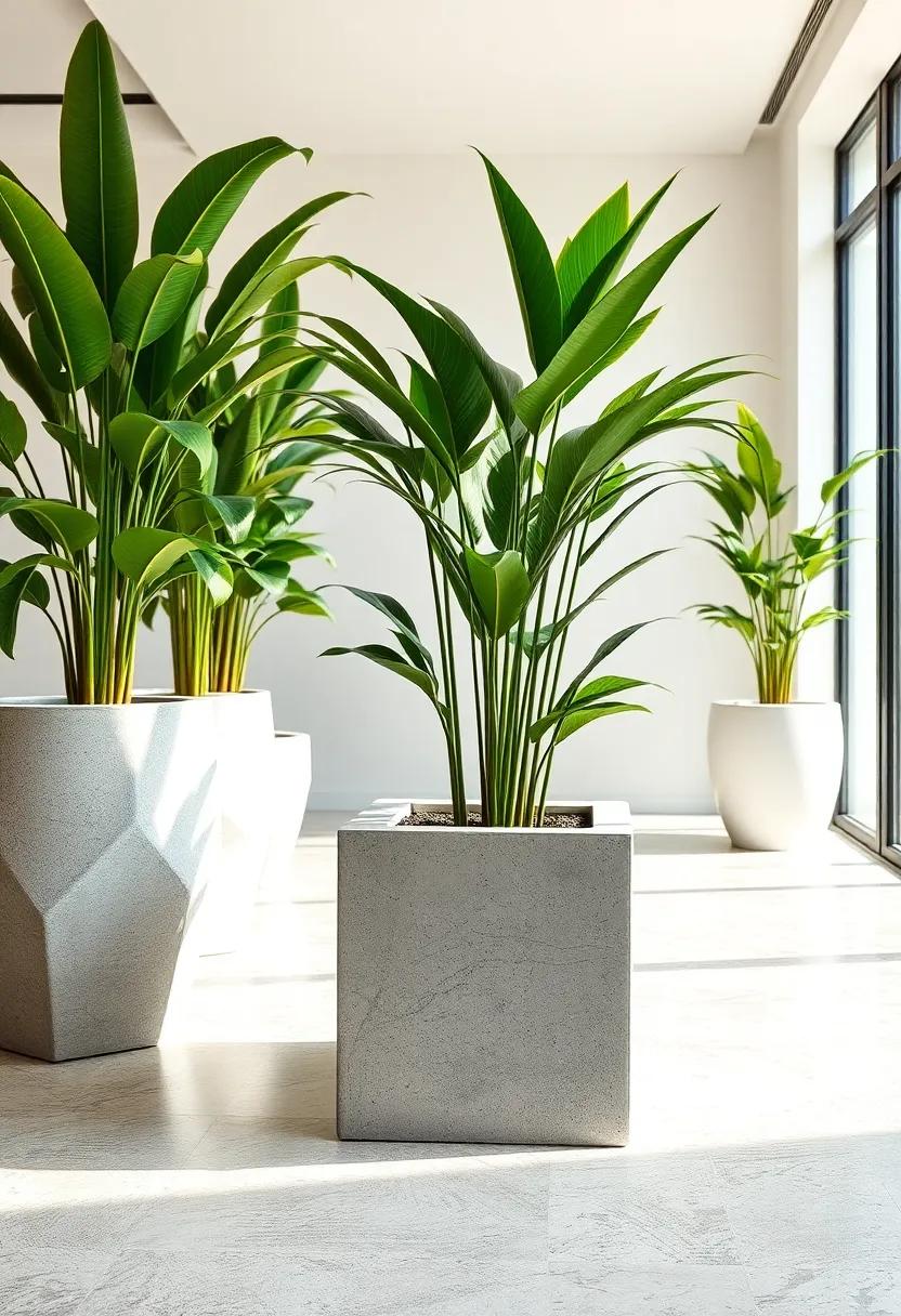 Caelum Minimalist ⁣Concrete Cube - With‌ sharp lines and a smooth ​finish, this minimalist ⁢concrete cube is an urban-chic foundation for tall greenery