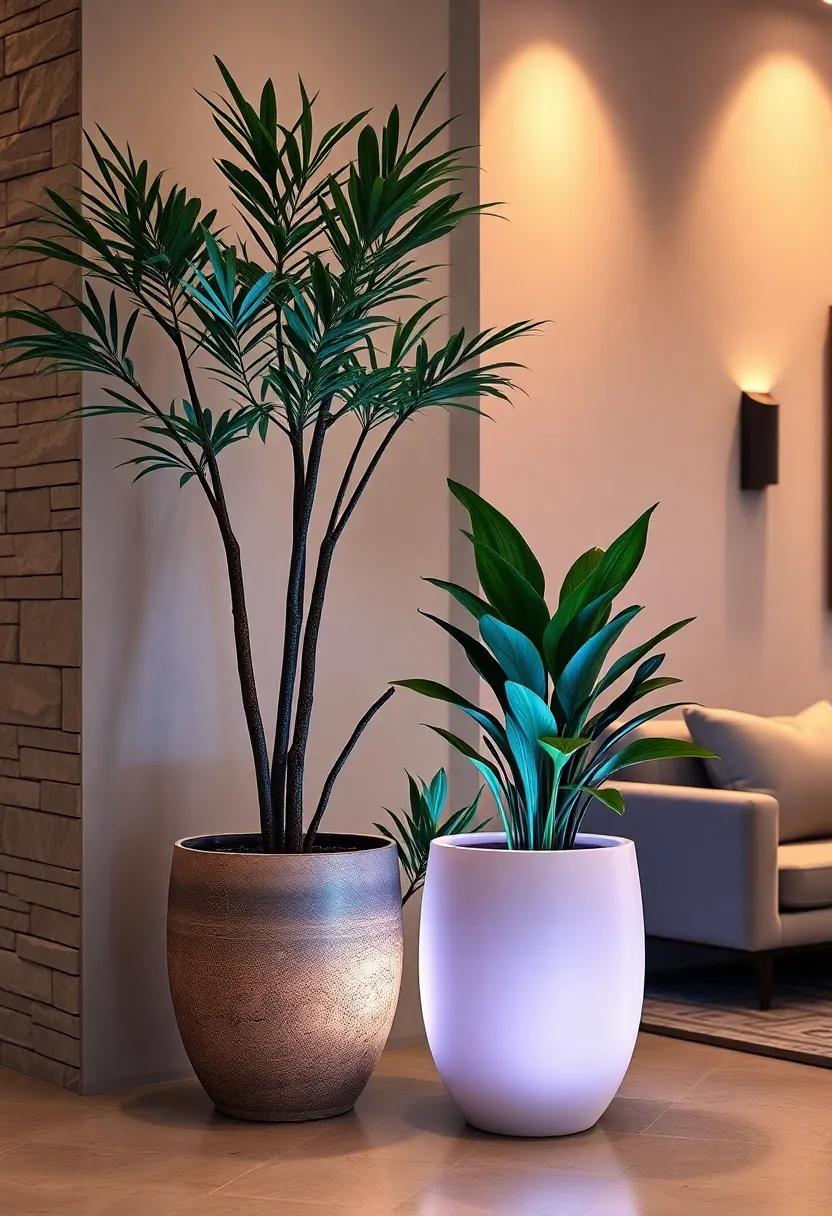 Lumen‍ LED Illuminated Planter - Integrated LED lighting‍ illuminates your plants from below, ⁣creating ​mesmerizing ambiance​ for nighttime ​viewing